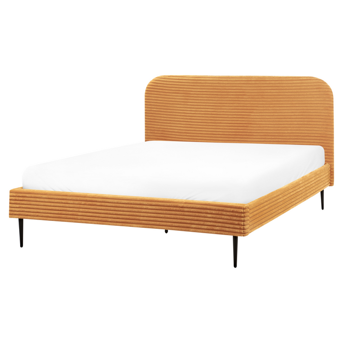 Beliani - FLAYAT - Tweepersoonsbed - Oranje - 160 x 200 cm - Corduroy