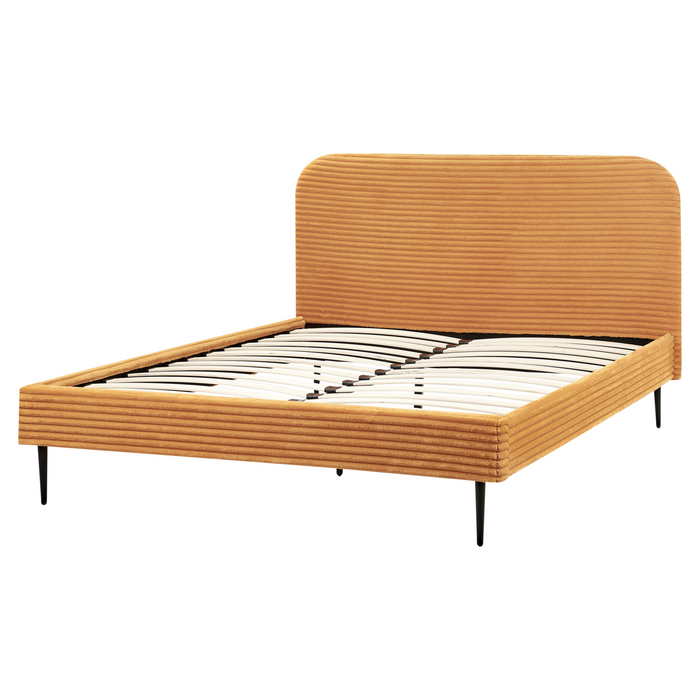 Beliani - FLAYAT - Tweepersoonsbed - Oranje - 160 x 200 cm - Corduroy