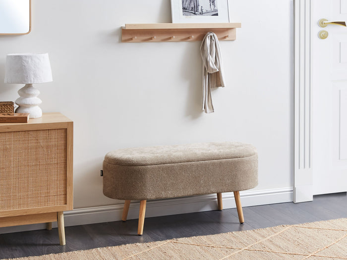 Beliani - OKLAHOMA - Bankje met opbergruimte - Lichtbruin - Chenille