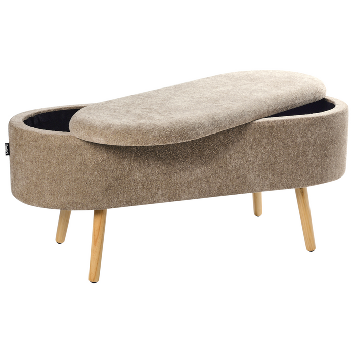 Beliani - OKLAHOMA - Bankje met opbergruimte - Lichtbruin - Chenille