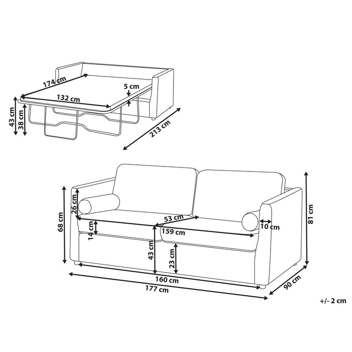 Beliani - INKOO - Slaapbank 2-zits - Off-white - Stof