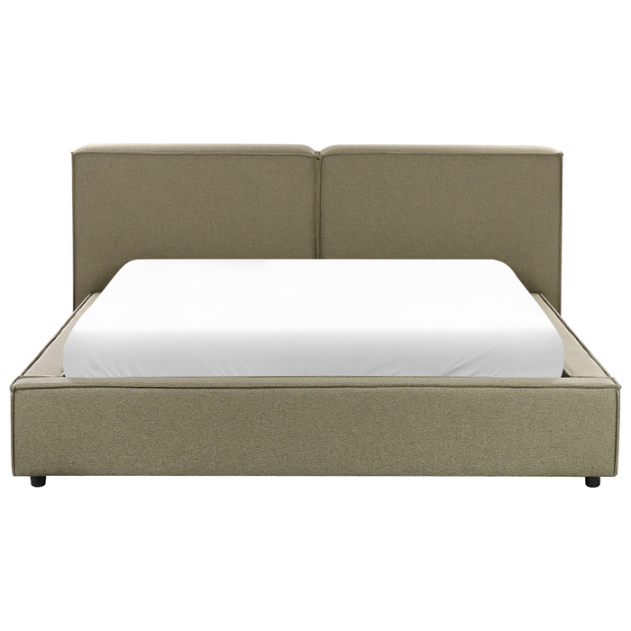 Beliani - LINARDS - Tweepersoonsbed - Olijfgroen - 160 x 200 cm - Stof