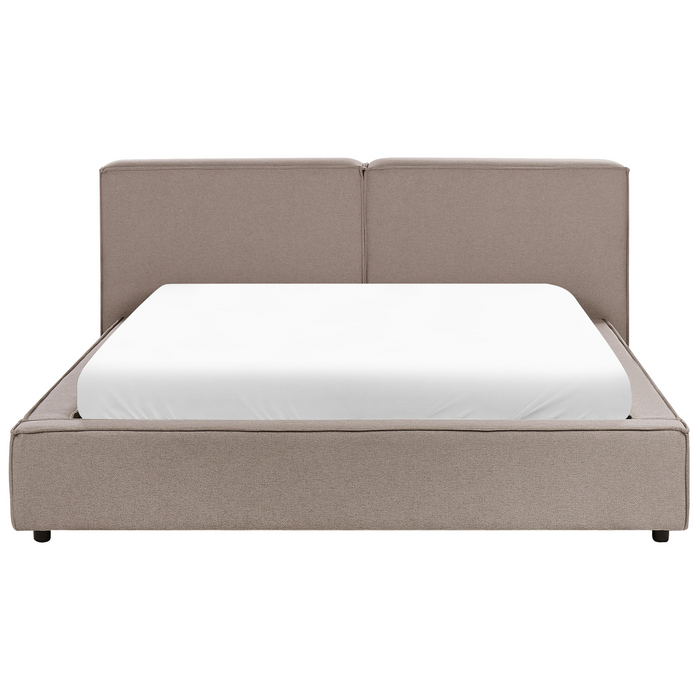 Beliani - LINARDS - Tweepersoonsbed - Lichtbruin - 160 x 200 cm - Stof