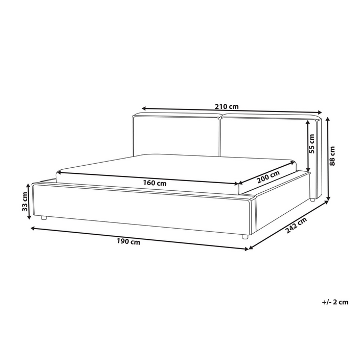 Beliani - LINARDS - Tweepersoonsbed - Lichtbruin - 160 x 200 cm - Stof