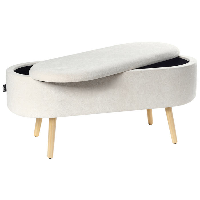 Beliani-OKLAHOMA-Bankje met opbergruimte-Gebroken wit-Polyester