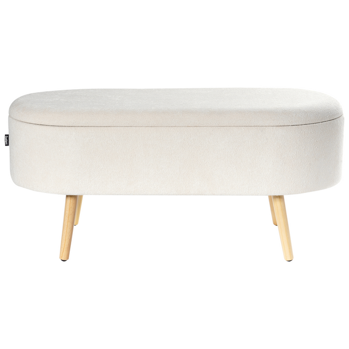 Beliani-OKLAHOMA-Bankje met opbergruimte-Gebroken wit-Polyester