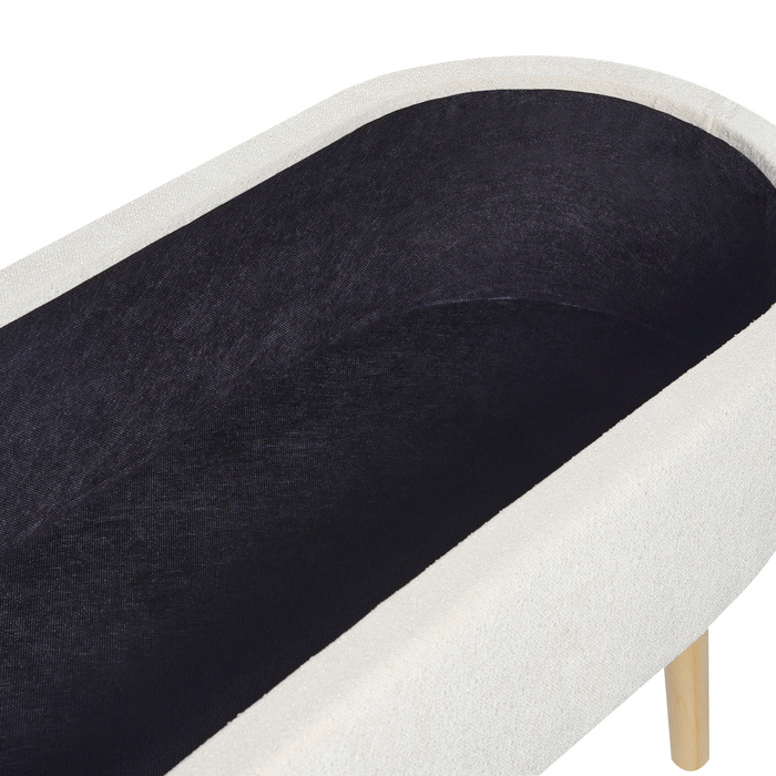 Beliani-OKLAHOMA-Bankje met opbergruimte-Gebroken wit-Polyester