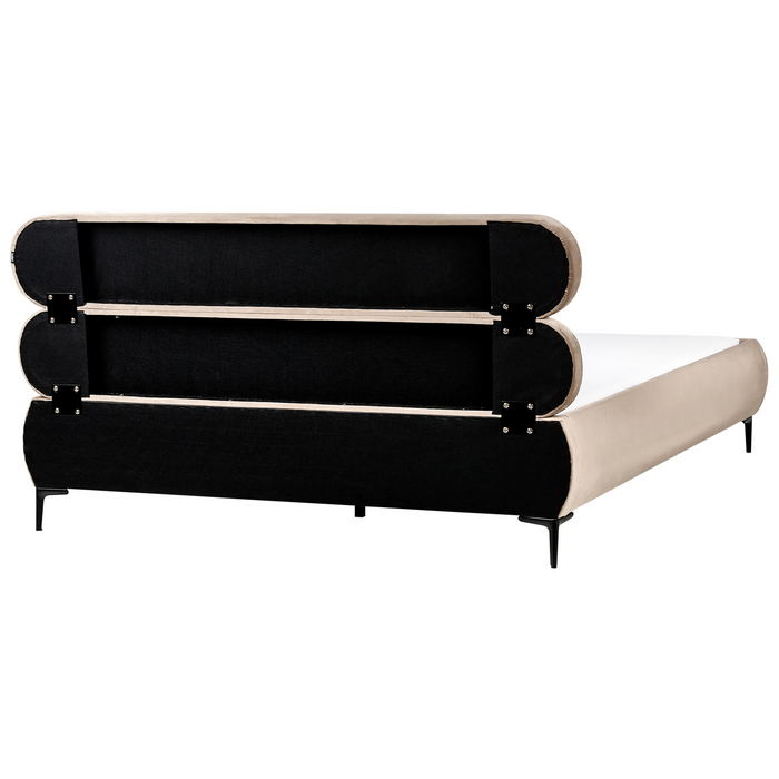 Beliani - LESSAY - Tweepersoonsbed - Taupe - 180 x 200 cm - Fluweel