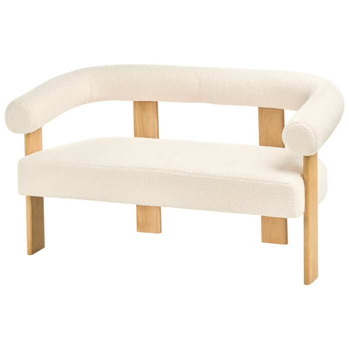 Beliani - ILBRO - Tweezitsbank - Gebroken wit|Lichtbruin - Bouclé