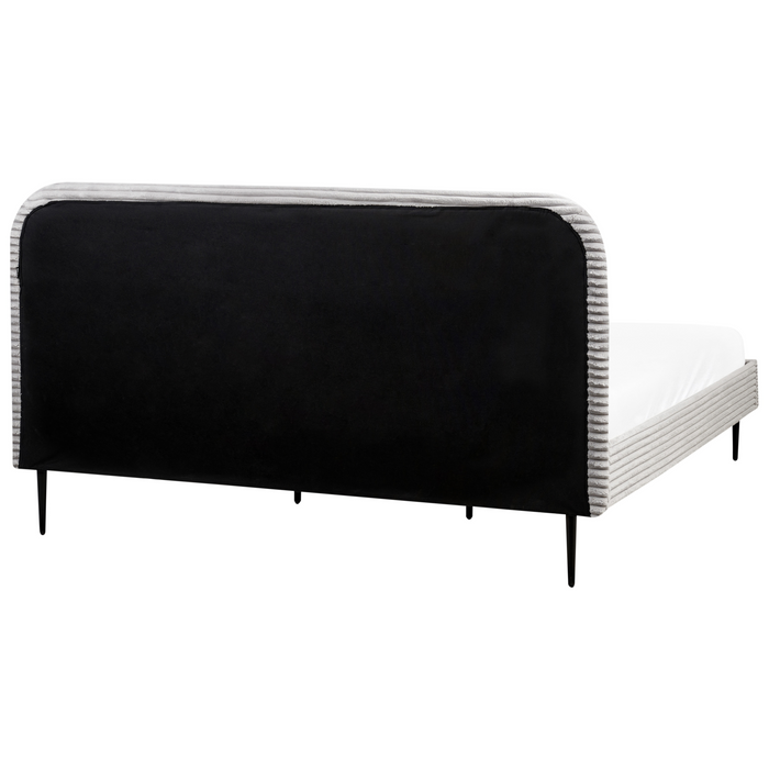 Beliani-FLAYAT -Tweepersoonsbed-Lichtgrijs-180 x 200 cm-Corduroy