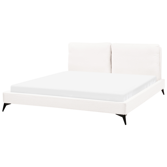 Beliani-MELLE -Tweepersoonsbed-Gebroken wit-180 x 200 cm-Bouclé