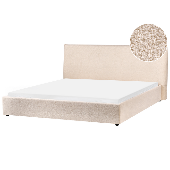 Beliani - LAVAUR - Tweepersoonsbed - Beige - 180 x 200 cm - Bouclé