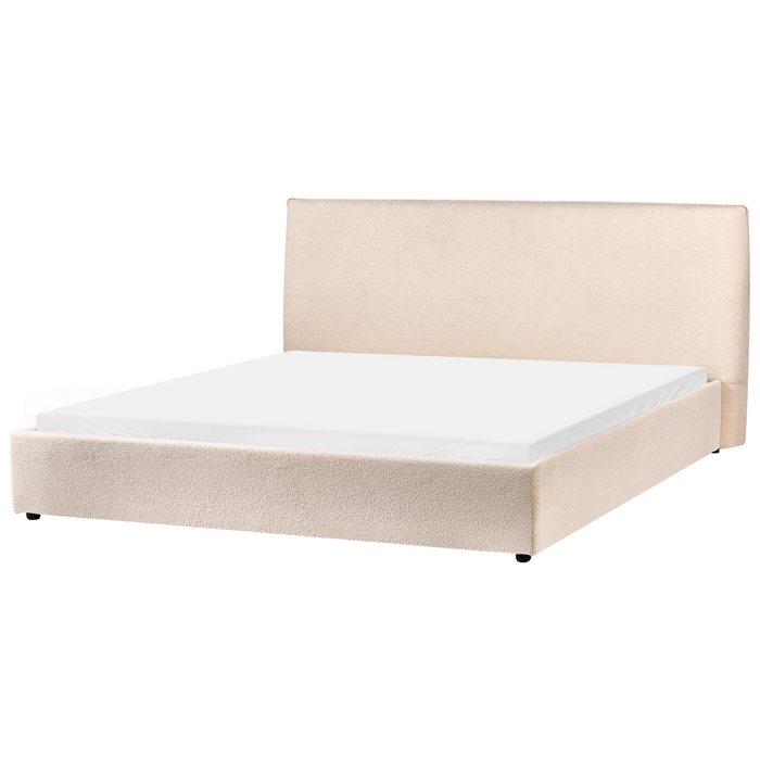 Beliani - LAVAUR - Tweepersoonsbed - Beige - 180 x 200 cm - Bouclé