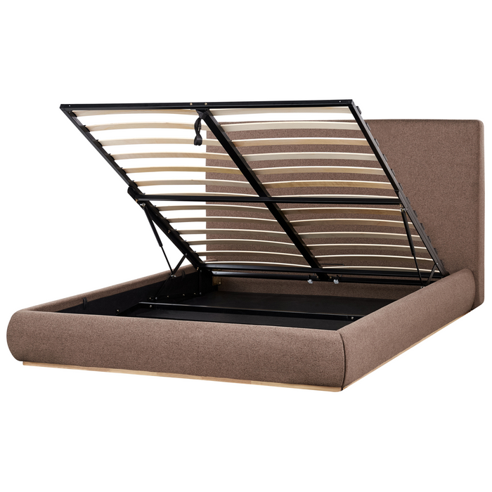 Beliani-CAMPAGNE-Bed met opbergruimte-Bruin-160 x 200 cm-Polyester