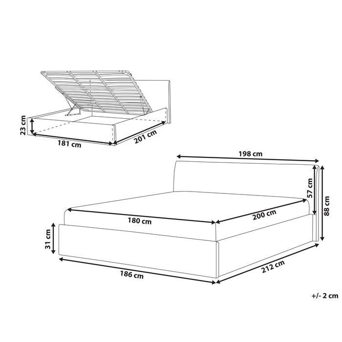 Beliani - ORBEY - Bed met opbergruimte - Bruin - 180 x 200 cm - Bouclé