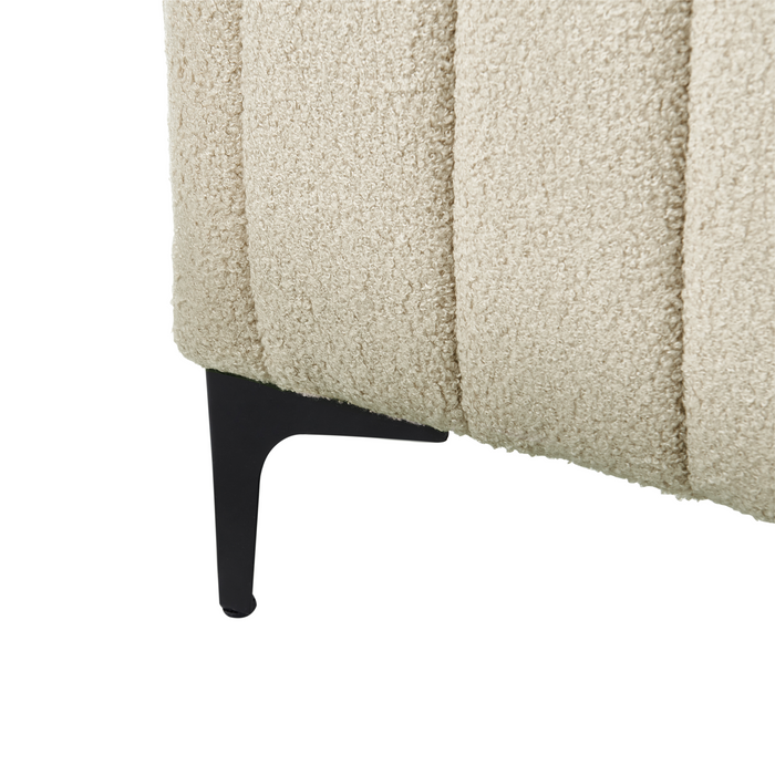 Beliani - LUNAN - Tweepersoonsbed - Beige - 160 x 200 cm - Bouclé