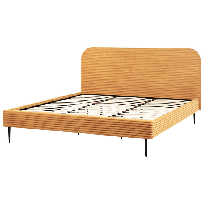 Beliani - FLAYAT - Tweepersoonsbed - Oranje - 180 x 200 cm - Corduroy