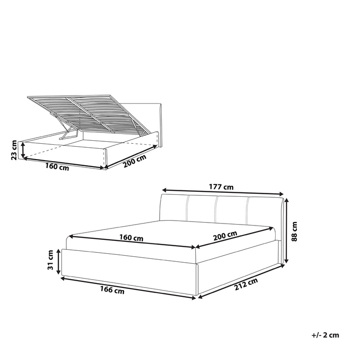 Beliani - ORBEY - Bed met opbergruimte - Beige - 160 x 200 cm - Bouclé