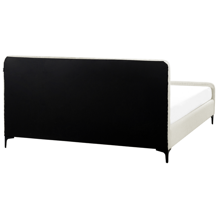 Beliani-LUNAN-Tweepersoonsbed-Gebroken wit-180 x 200 cm-Bouclé