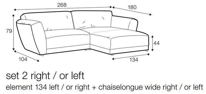 Sits Asta Wildflower 2-Zits Bank + Chaise Longue Rechts