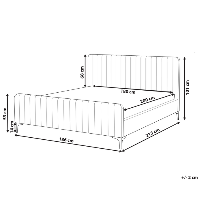 Beliani-LUNAN-Tweepersoonsbed-Gebroken wit-180 x 200 cm-Bouclé