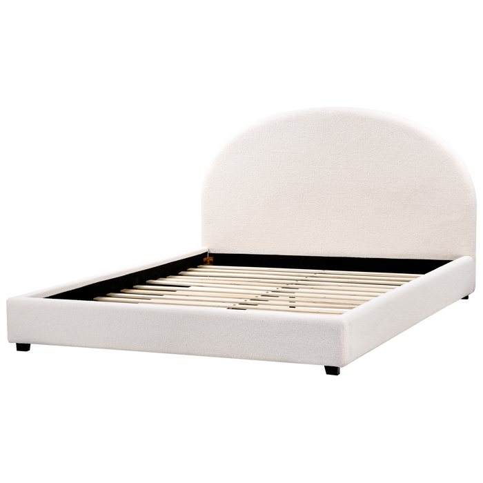 Beliani-VAUCLUSE-Tweepersoonsbed-Gebroken wit-160 x 200 cm-Bouclé