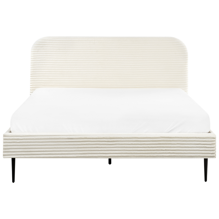 Beliani-FLAYAT -Tweepersoonsbed-Gebroken wit-160 x 200 cm-Corduroy