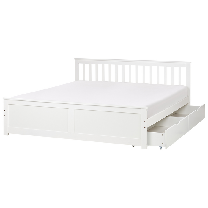 Beliani - OLENDON - Bed met 2 lades - Wit - 180 x 200 cm - Dennenhout