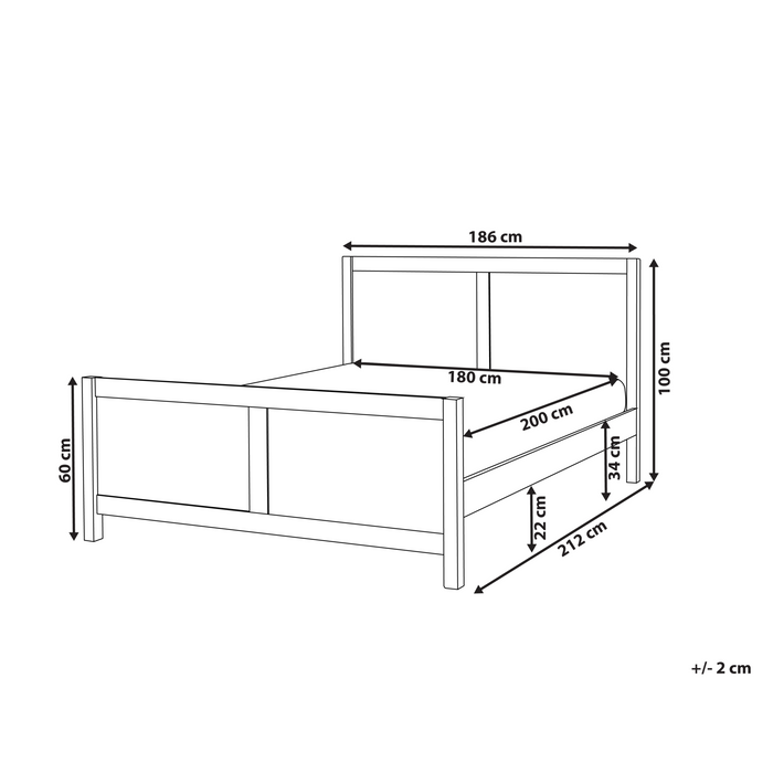 Beliani-CHAMPAGNAT-Tweepersoonsbed-Lichtbruin-180 x 200 cm-Rubberhout