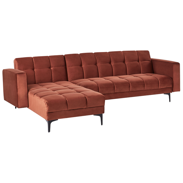 Beliani-ALNES-Hoekbank 4-zits-Lichtrood-Rechtszijdig-Polyester