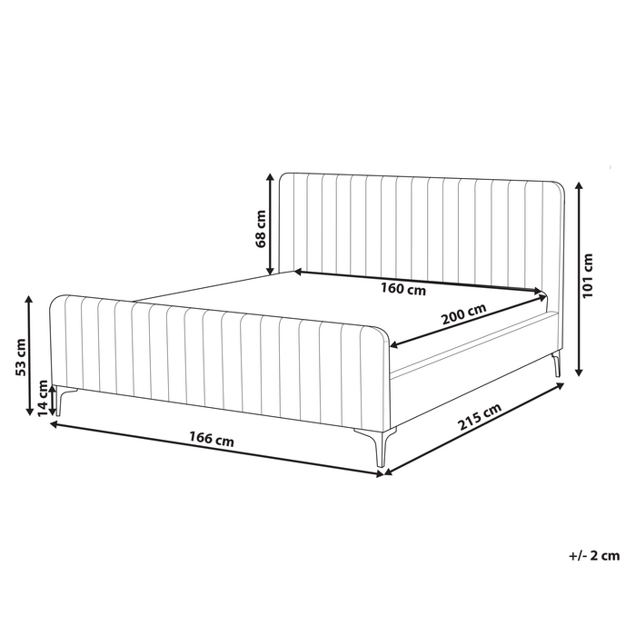 Beliani - LUNAN - Tweepersoonsbed - Taupe - 160 x 200 cm - Bouclé