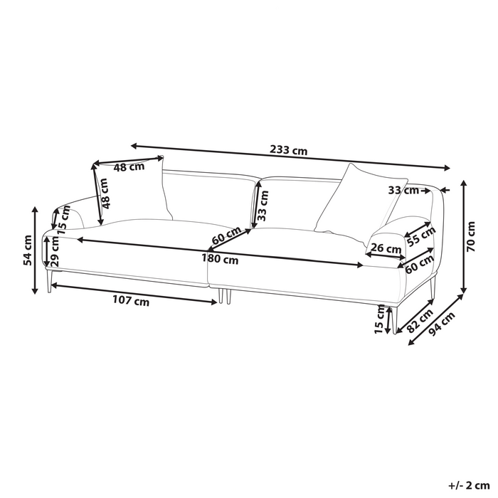 Beliani - MATILA - Driezitsbank - Lichtbeige - Stof
