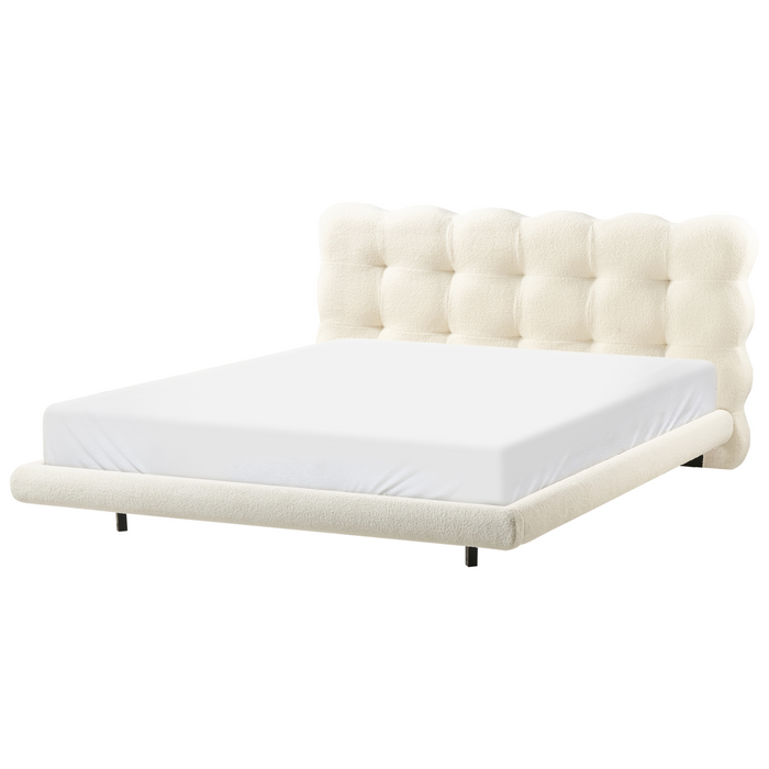 Beliani-SOULISSE-Tweepersoonsbed-Off-white-160 x 200 cm-Bouclé