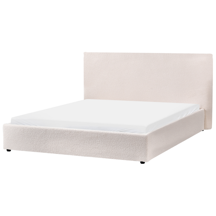 Beliani - LAVAUR - Tweepersoonsbed - Off-white - 160 x 200 cm - Bouclé