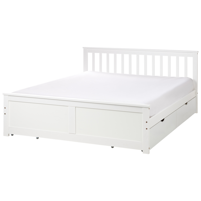 Beliani - OLENDON - Bed met 4 lades - Wit - 160 x 200 cm - Dennenhout