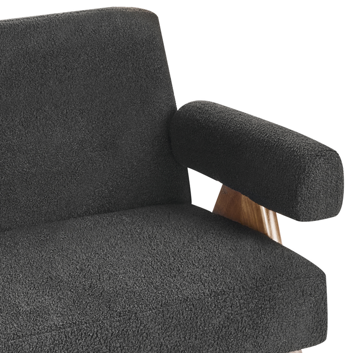 Beliani - TAMRE - Bankenset - Zwart|Donkerbruin - Bouclé