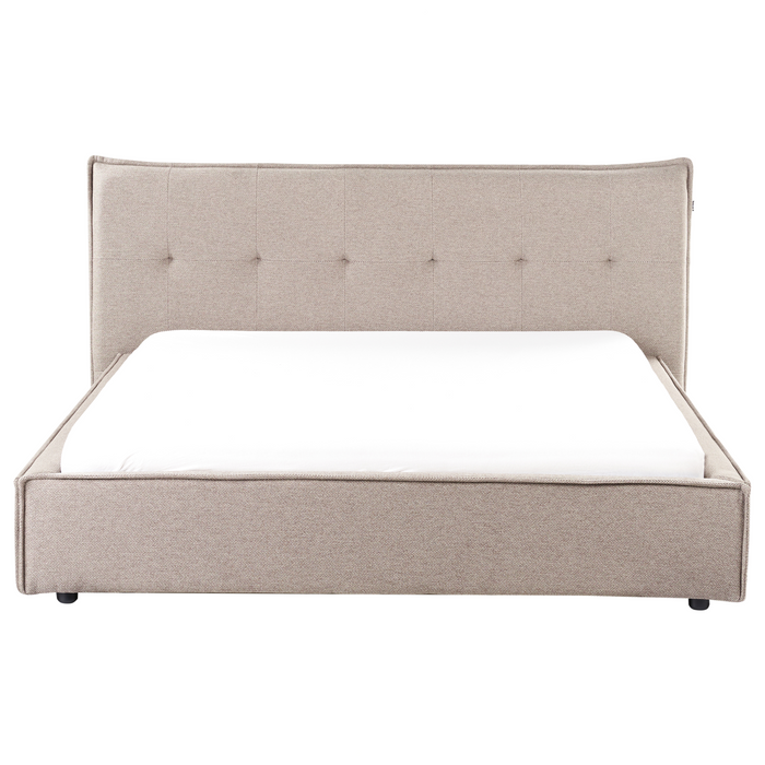 Beliani - LESTRE - Tweepersoonsbed - Taupe - 160 x 200 cm - Linnen