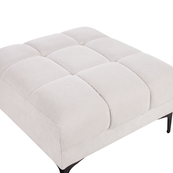 Beliani-ALNES-Hoekbank met ottomaan-Gebroken wit-Linkszijdig-Polyester