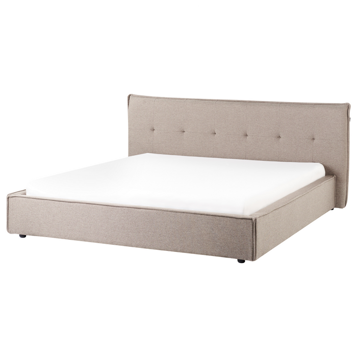 Beliani - LESTRE - Tweepersoonsbed - Taupe - 180 x 200 cm - Linnen