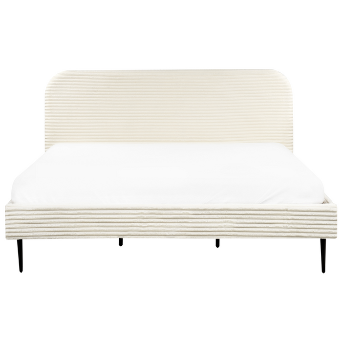 Beliani-FLAYAT -Tweepersoonsbed-Gebroken wit-180 x 200 cm-Corduroy