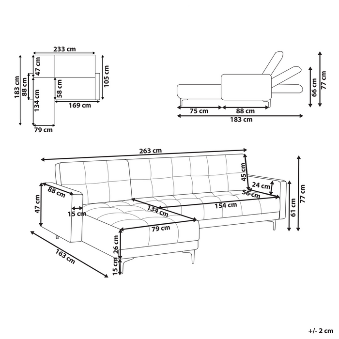 Beliani - ALNES - Hoekbank - Wit - Rechtszijdig - Polyester