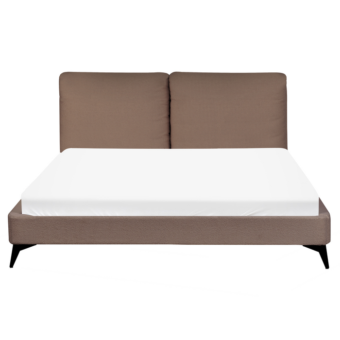 Beliani - MELLE - Tweepersoonsbed - Bruin - 160 x 200 cm - Bouclé