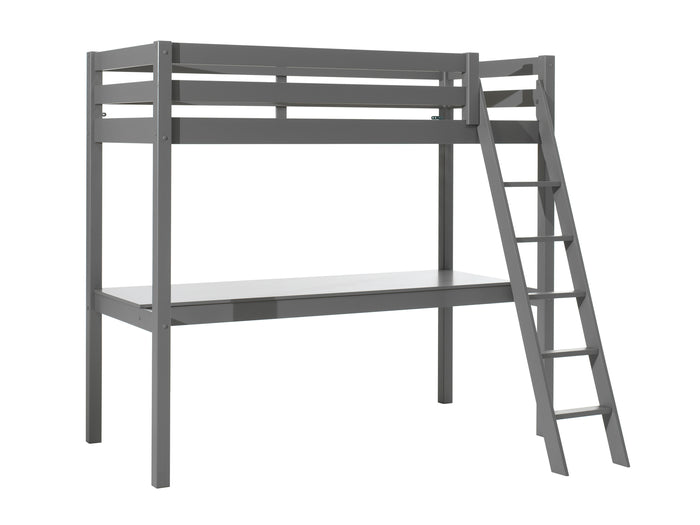 LUCEVI - Pino Mezzanine bed + Ladder + Bureau - Grijs - 90x200 cm