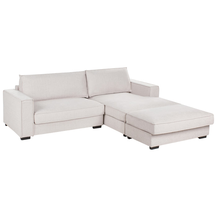 Beliani-RENDERS-Hoekbank met ottomaan-Lichtbeige-Linkszijdig-Polyester