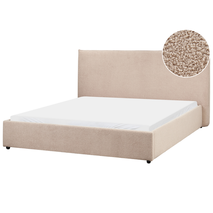 Beliani - LAVAUR - Tweepersoonsbed - Taupe - 160 x 200 cm - Bouclé