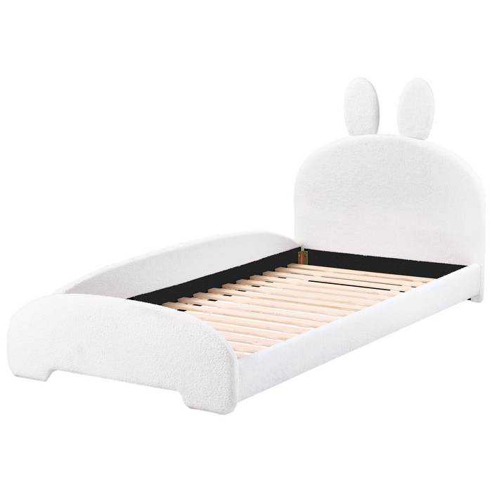 Beliani - PERROS - Kinderbed - Gebroken wit - 90 x 200 cm - Bouclé