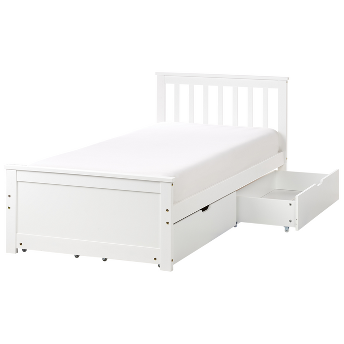 Beliani - OLENDON - Bed met 4 lades - Wit - 90 x 200 cm - Dennenhout