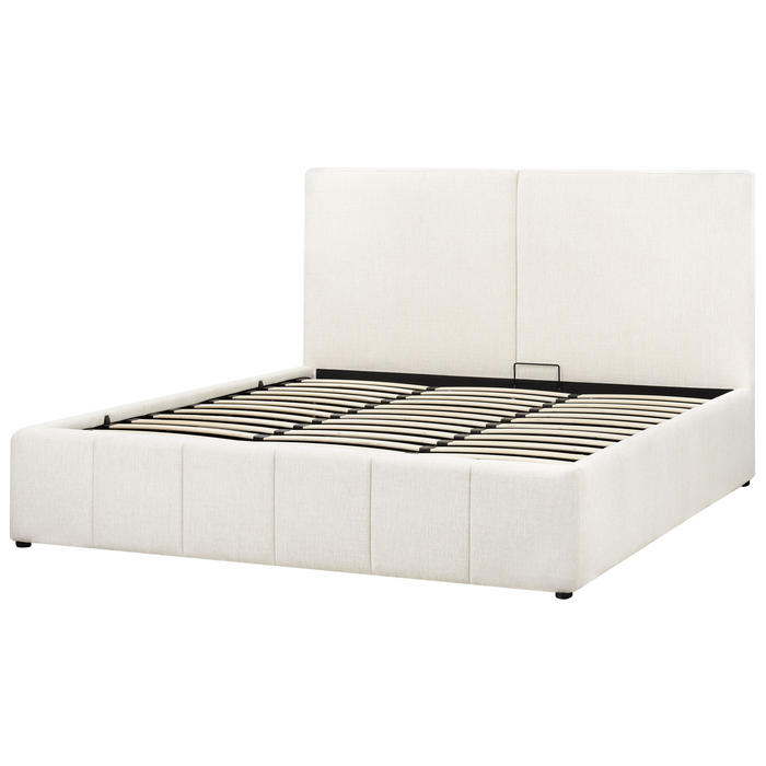 Beliani-CASTELNAVET-Tweepersoonsbed-Wit-180 x 200 cm-Polyester