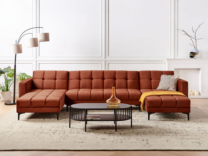 Beliani - ALNES - Hoekbank u-vorm - Lichtrood - Polyester