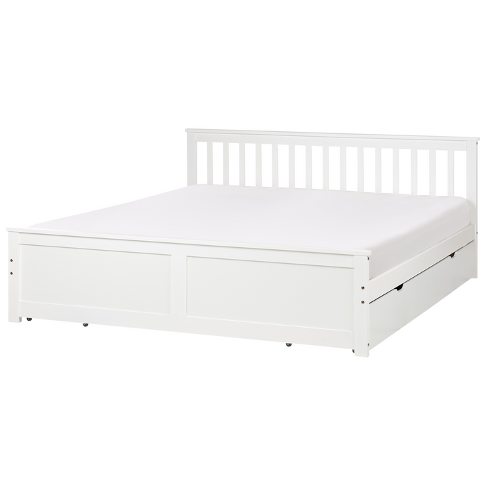 Beliani - OLENDON - Bed met 4 lades - Wit - 180 x 200 cm - Dennenhout